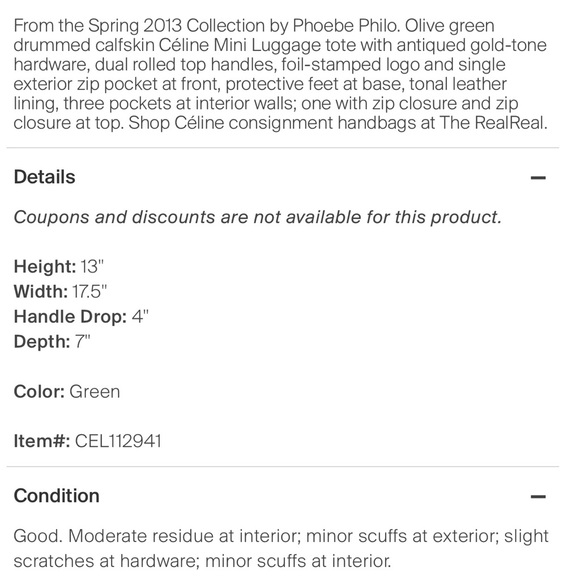 Sold CELINE 💚 LUGGAGE MINI OLIVE GREEN TAUPE - Picture 9 of 16